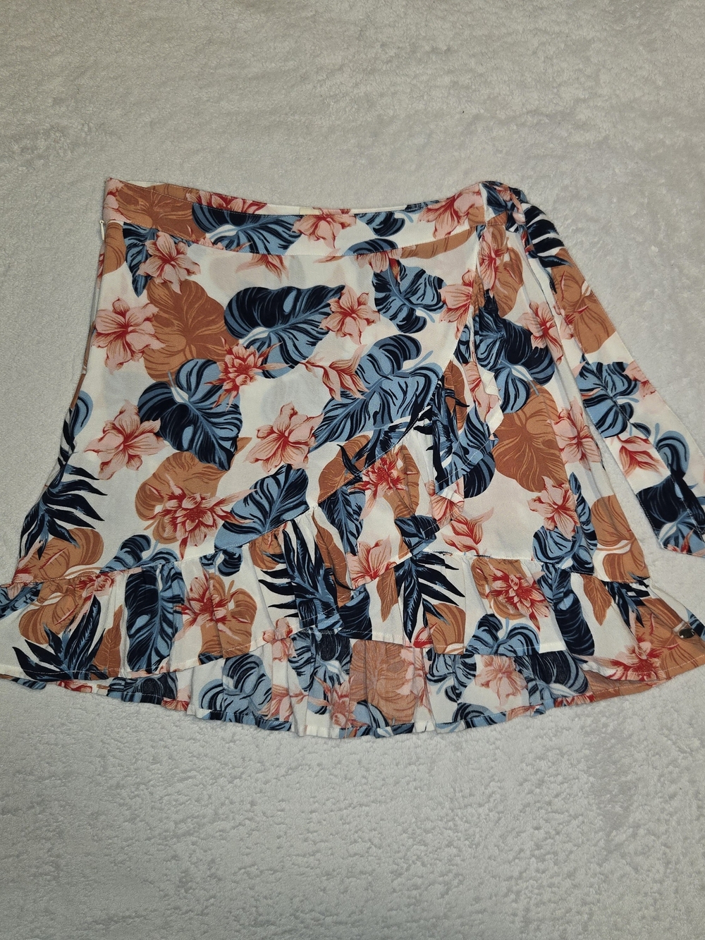 Roxy Floral Wrap Mini Skirt - Blue & Pink